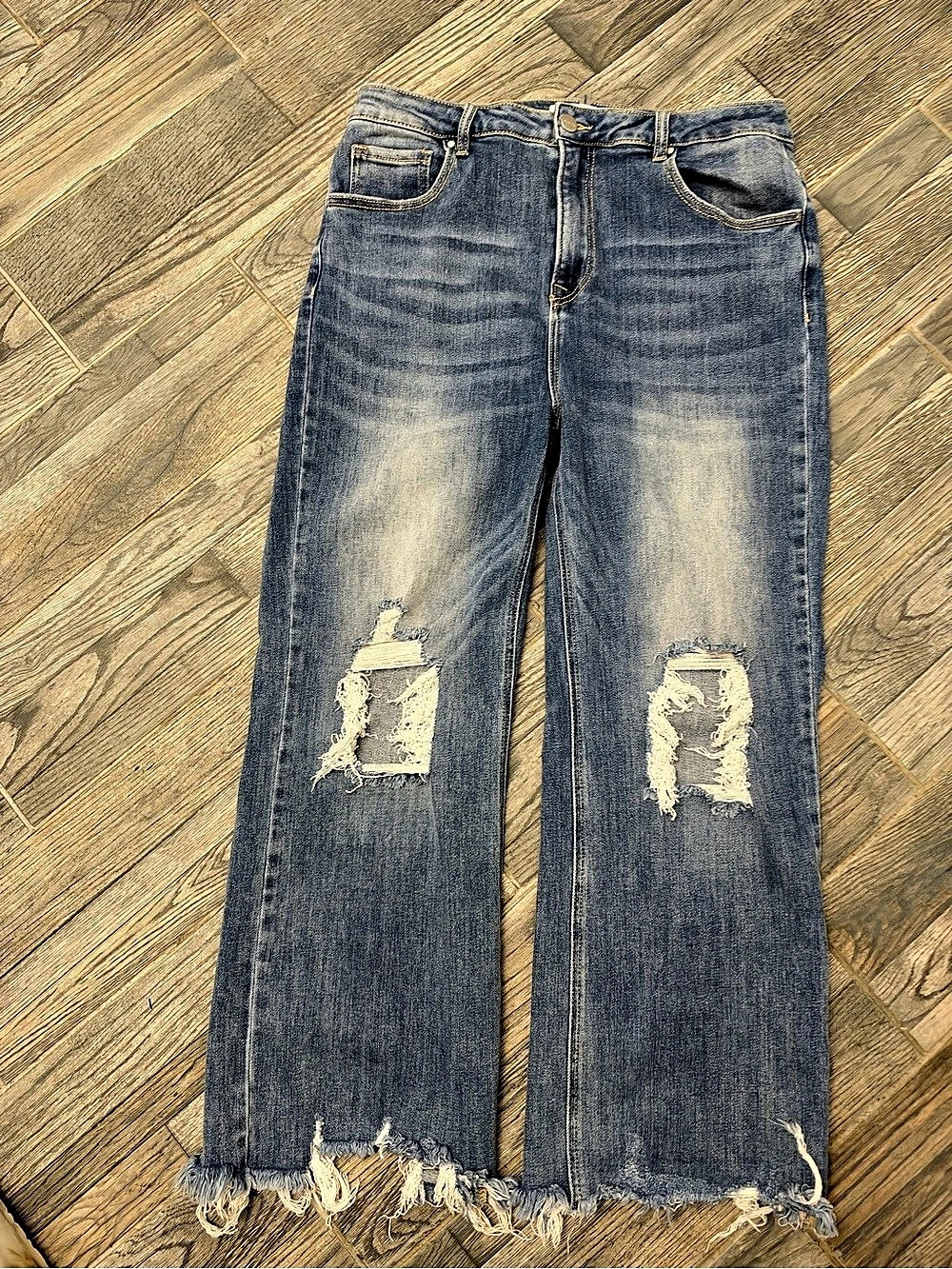 Risen Jeans Distressed Straight Leg in Blue Size XL